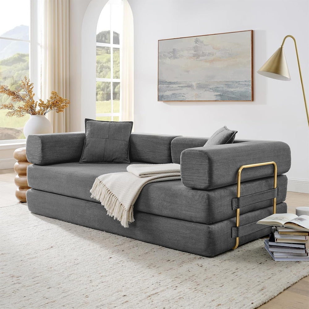Convertible Folding Sofa Bed, Modern Futon Sleeper Sofa Fold Out Couch Bed wi...