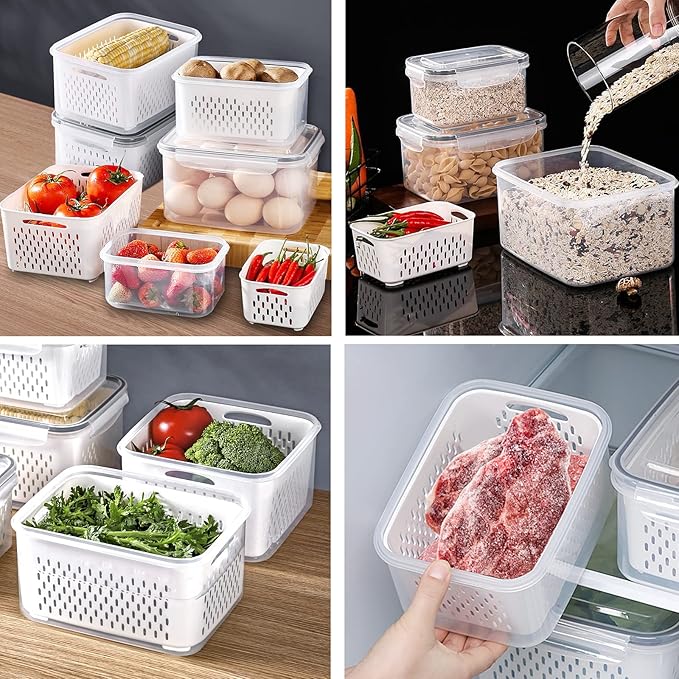 4 Pack Large Fridge Food Storage Container Set