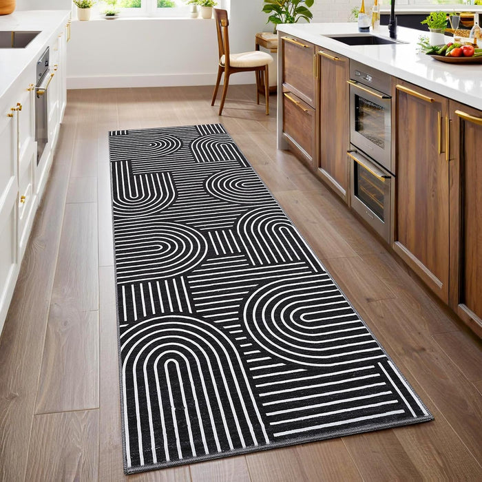 ROYHOME Modern 2x6 Hallway Runner Rug Non Slip Washable Kitchen Rug, Black