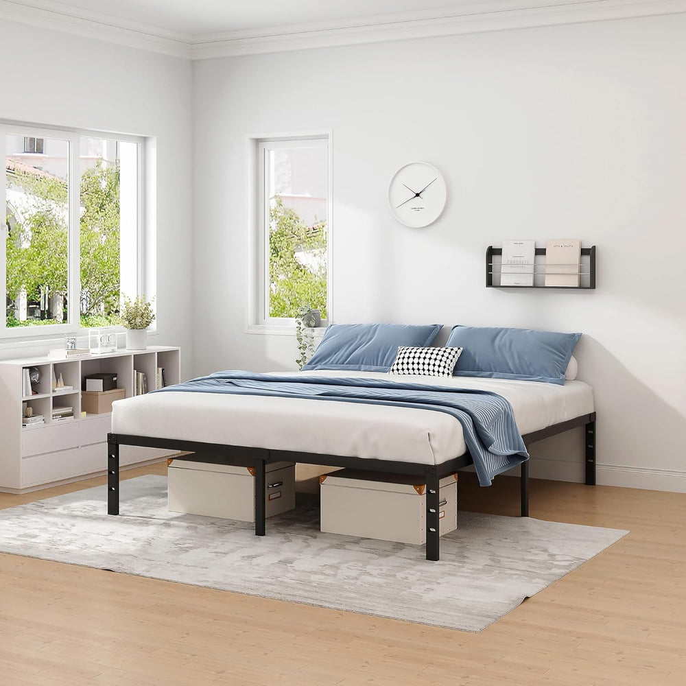 NEW JETO Metal Bed Frame,Full Size Bed Frame with Storage Space,18 Inch