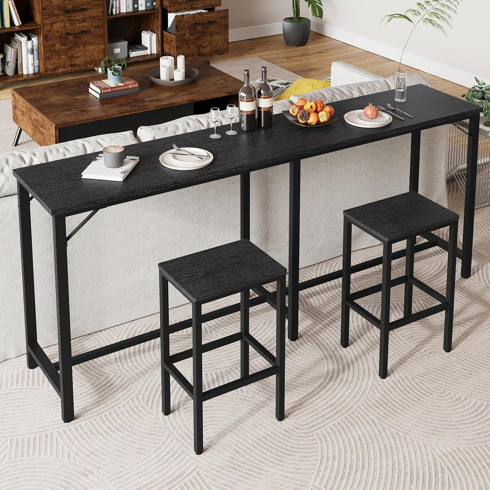 YATINEY 70.9" Bar Table and Chairs Set, Dining Table and Chair Sets, 3 P...