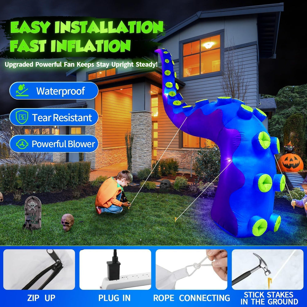 1PCS 16FT Giant Halloween Inflatables Octopus Tentacles, Huge Halloween Decor...
