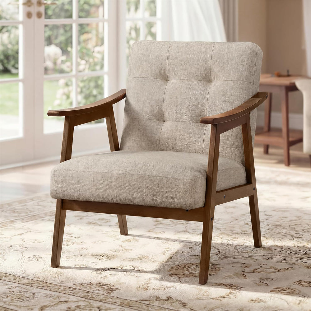 VASAGLE Accent Chair, PU Leather Armchair, Button Tufted, Thick Cushion