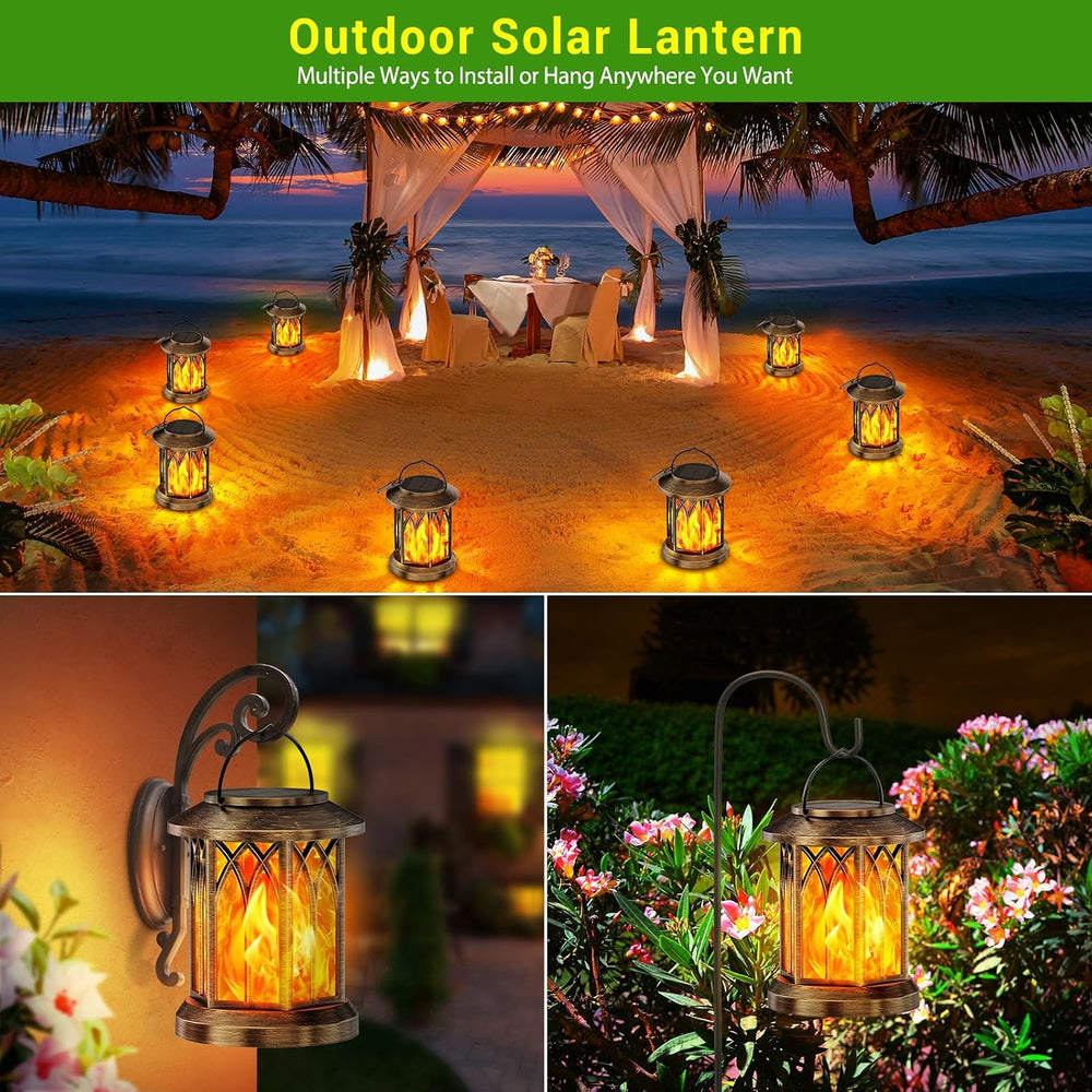 KOOPER 4 Pack Solar Lanterns Outdoor Waterproof, Upgraded Flickering Flame So...