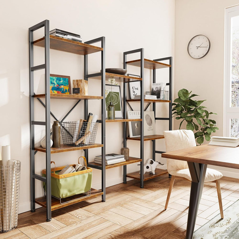 SUPERJARE Triple Bookshelf, Bookcase with 11 Open Display Shelves, Wide Book ...