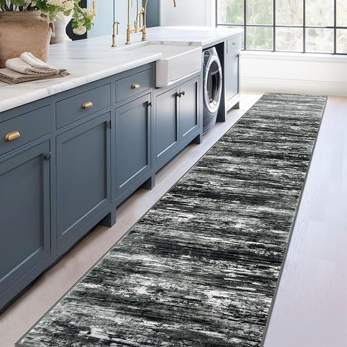 KOZYFLY Modern Abstract Washable Rug Runner 2.6x14 Hallway Rug Runner Non-Slip