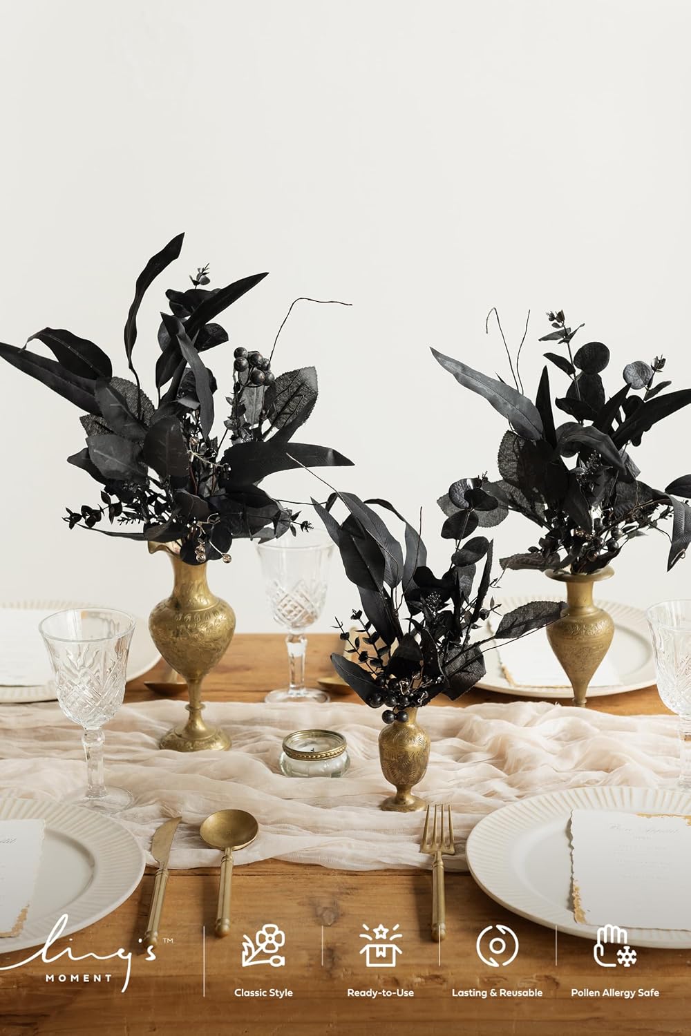 Ling's moment Artificial Faux Greenery Stems 36pcs Black Fake Greenery