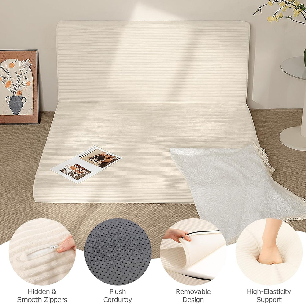 Foldable Mattress Queen Size, Folding Mattress with Removable Cover