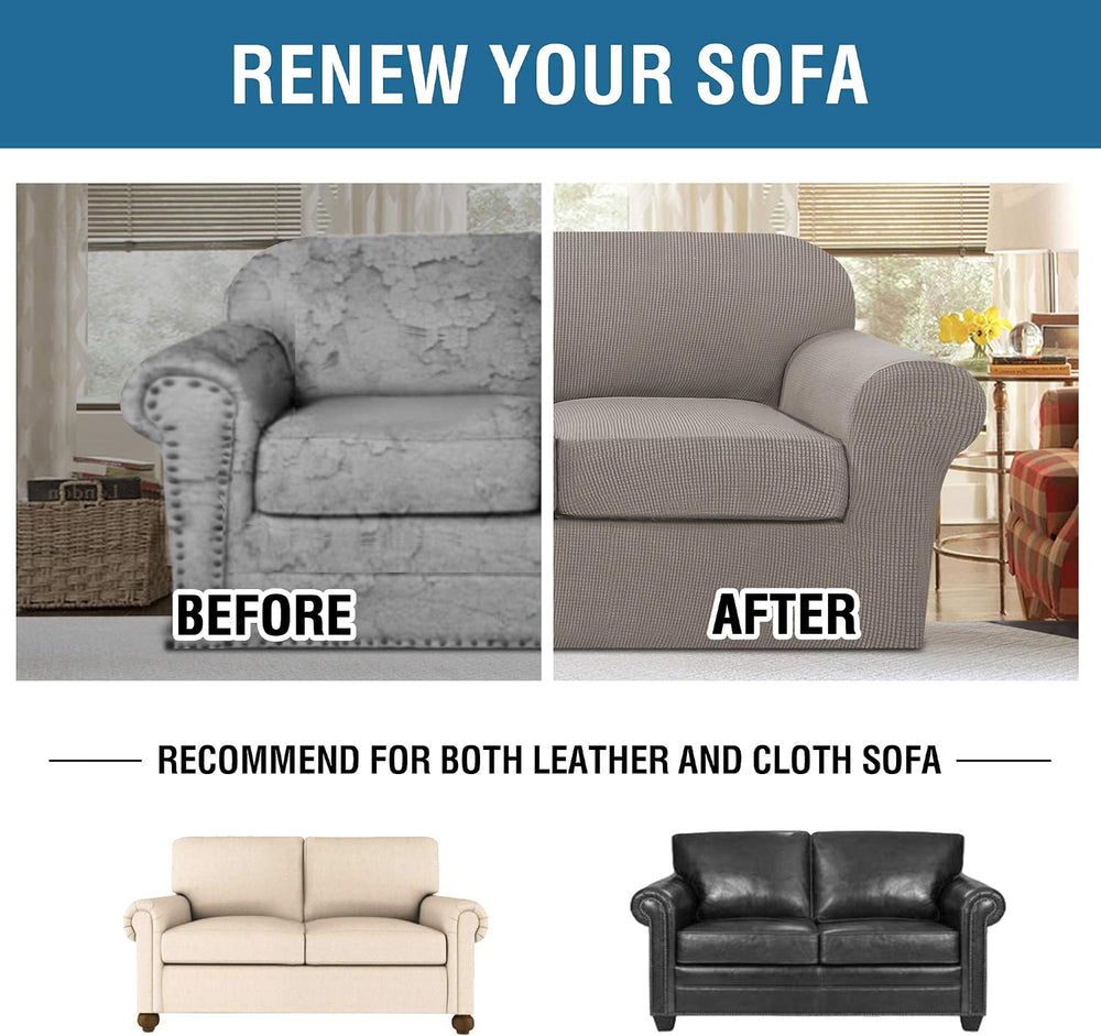 H.VERSAILTEX 3 Piece Stretch Sofa Covers for 2 Cushion Loveseat Couch - Thick...