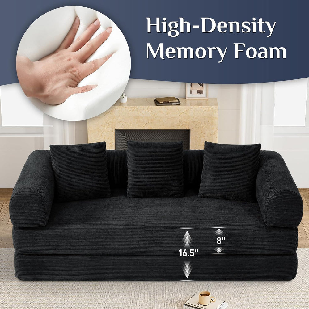 DAMAIFROM Convertible Sleeper Sofa Bed Floor Boneless Couch, Black