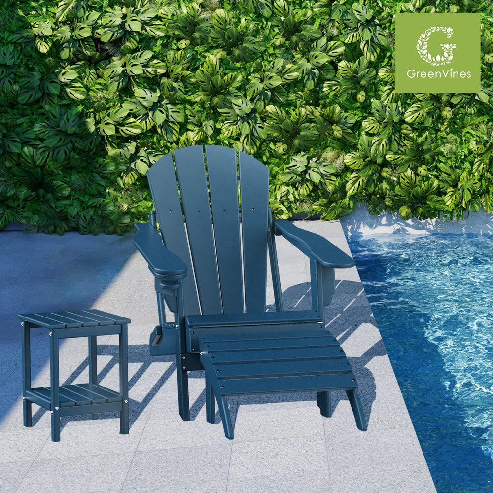 GREENVINES Adirondack Ottoman Set of 2, HDPE Plastic, Blue
