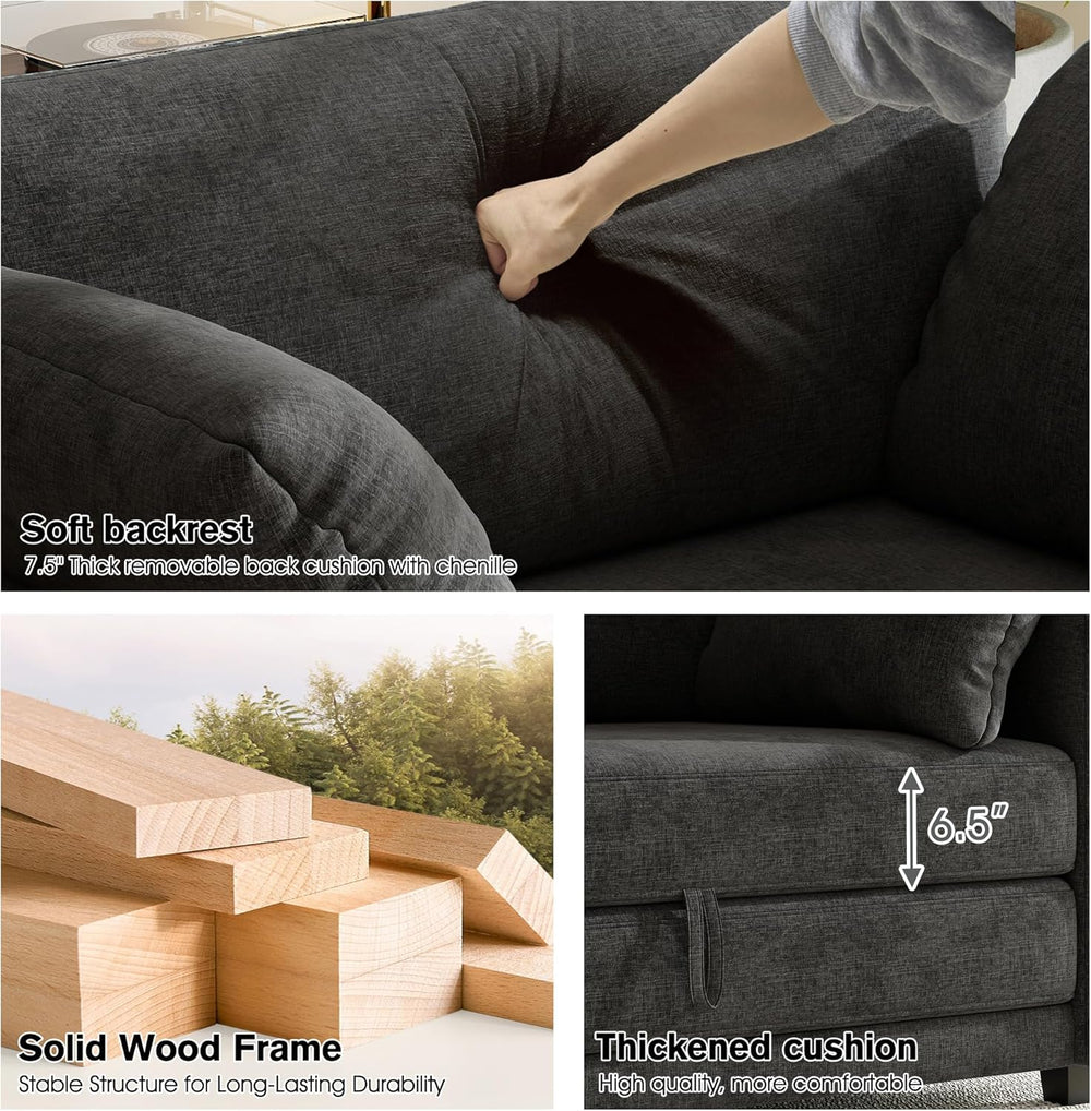51" Loveseat Sleeper Sofa Bed, Chenille Convertible Floor Sofa Bed for S...