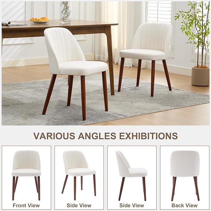 Wooden Dining Chairs Set of 4, Upholstered Kitchen Dining Room Chairs with Pa...