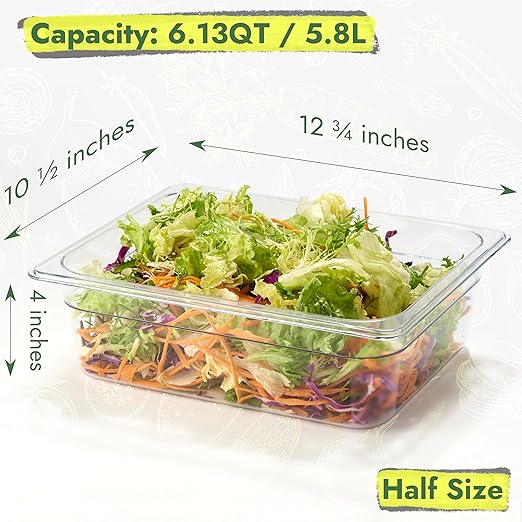 CURTA 4-Pack 1/2 Size 4" Deep NSF Polycarbonate Food Pans
