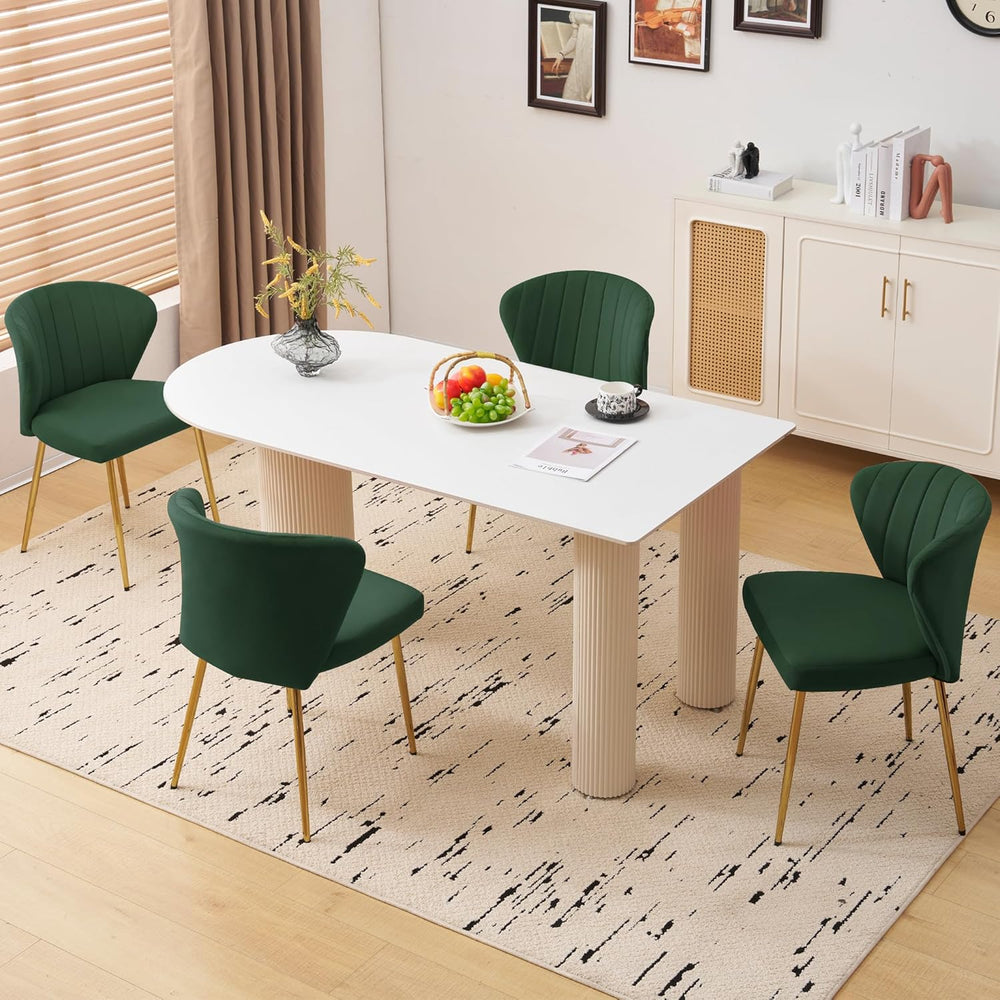Velvet Dining Chairs Set of 2, Modern Upholstered Vanity Chairs with Golden M...