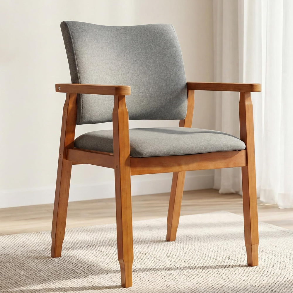 GOTMINSI Mid-Century Modern Linen Dining Chair with Arms, Solid Wood Frame, 3...