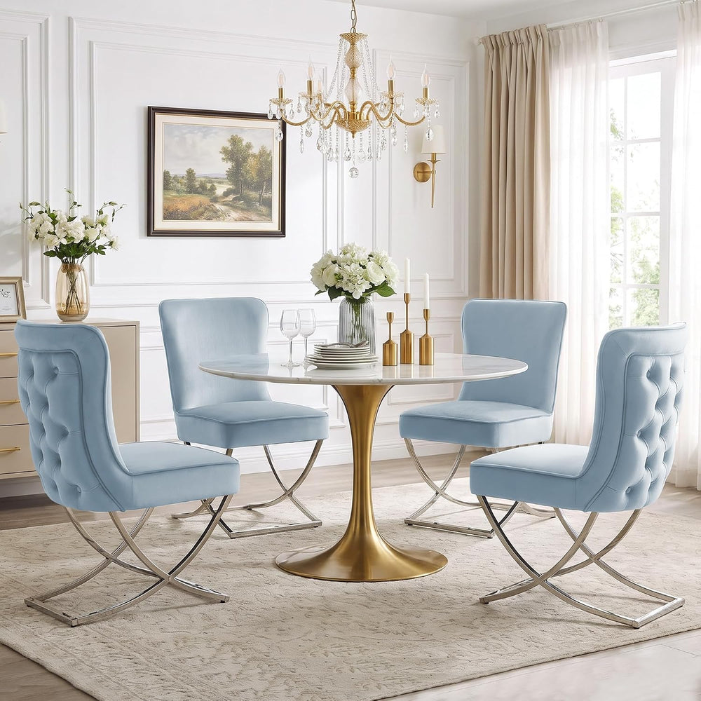WUTUTUEE Luxury Velvet Dining Chairs, Tufted Upholstered Armless Accent Chair...