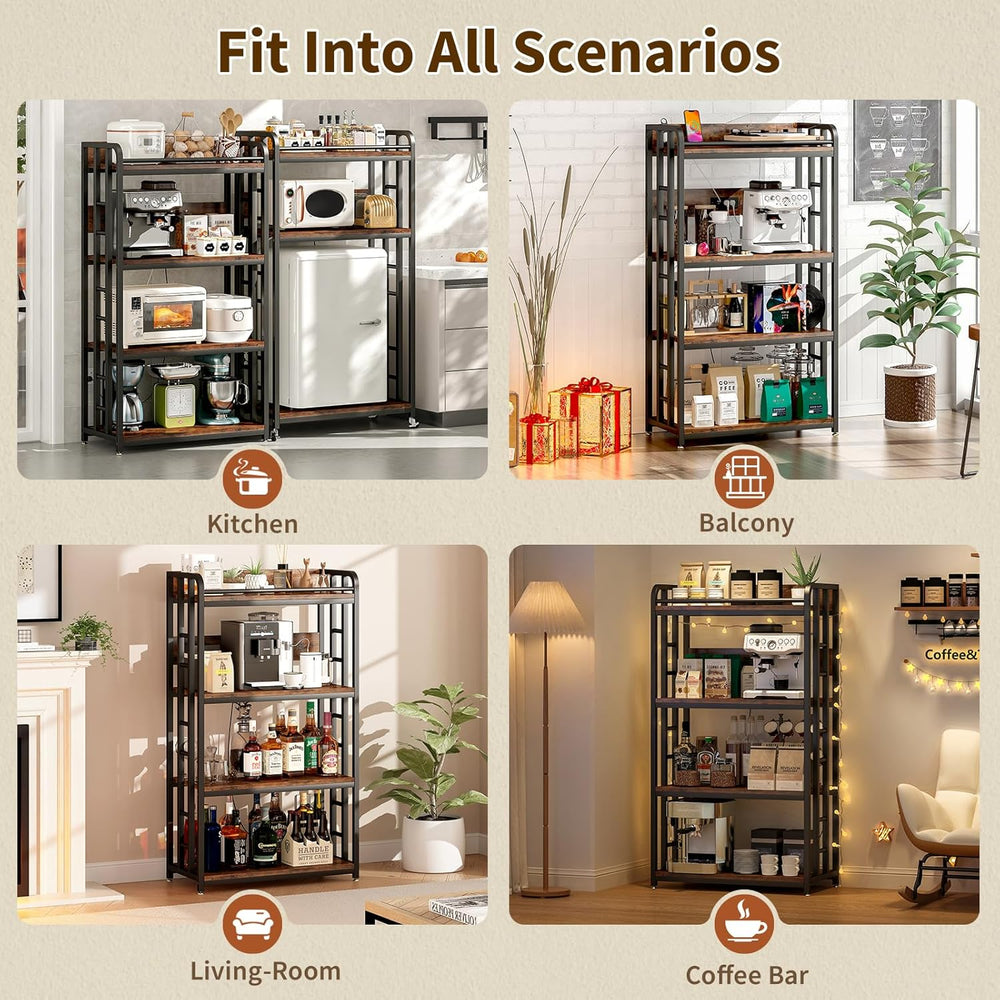 METYERRY Adjustable 4-Tier Heavy Duty Kitchen Baker's Rack with Power Out...