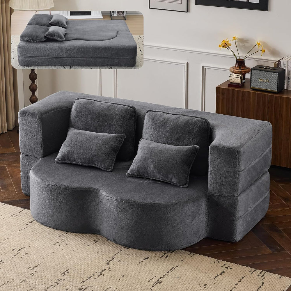 78โ Convertible Sofa Bed, Full Size Sleeper Couch, Grey