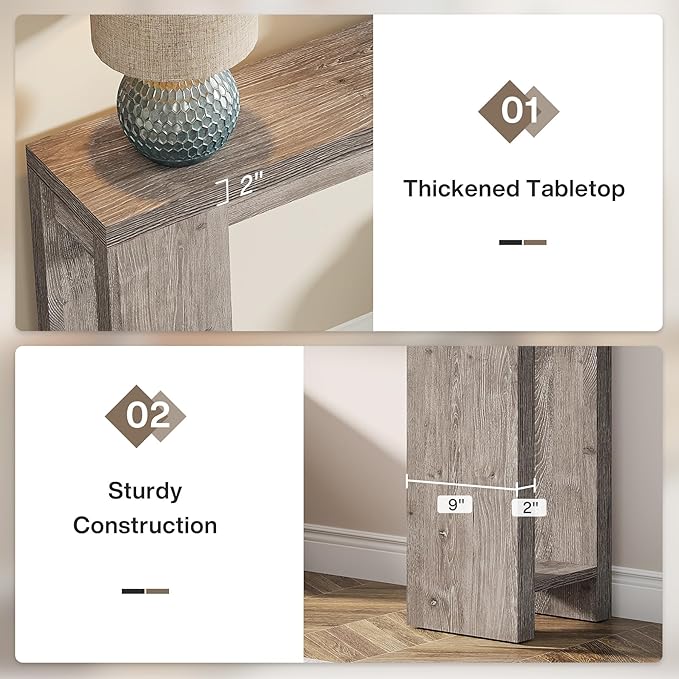Tribesigns 70.9-Inch Extra Long Console Table, Farmhouse Wood Sofa Table Behi...