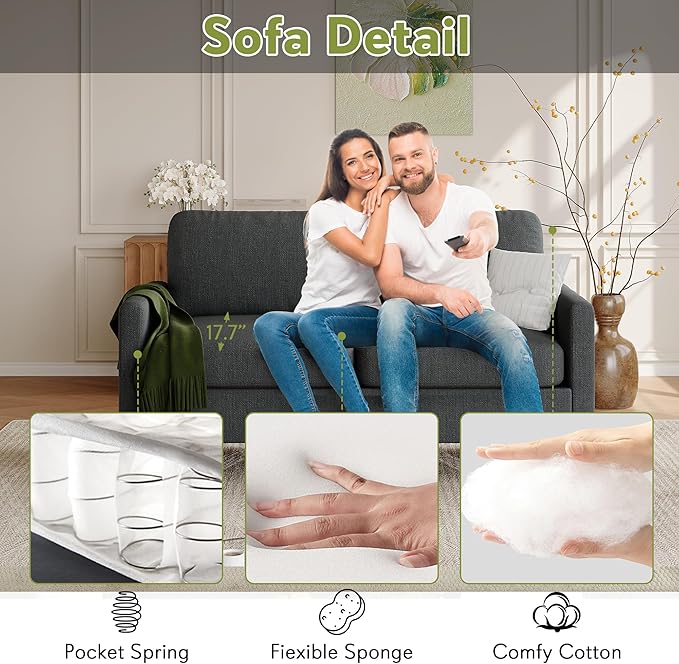 STHOUYN 56" W Fabric Loveseat Sofa with 2 USB, Small Couches for Living ...