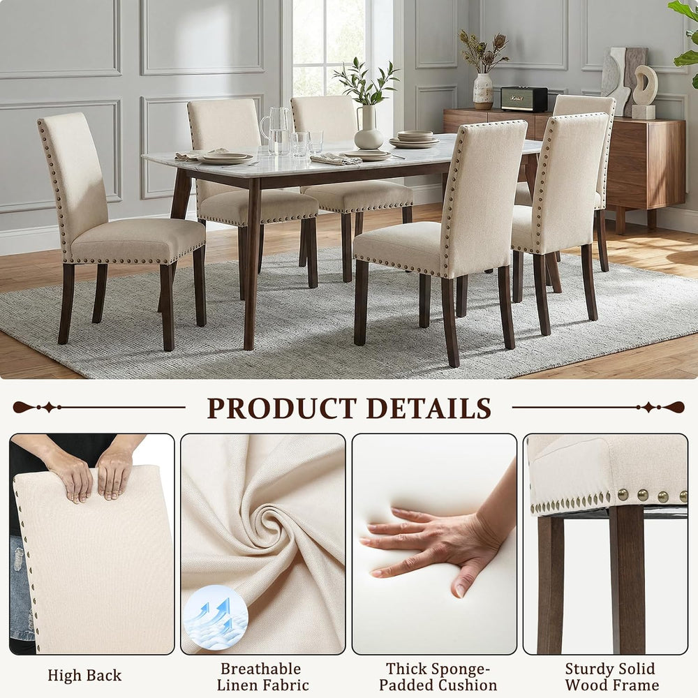 Furniliving Upholstered Wood Dining Chairs High Back Dining Room Chairs with ...