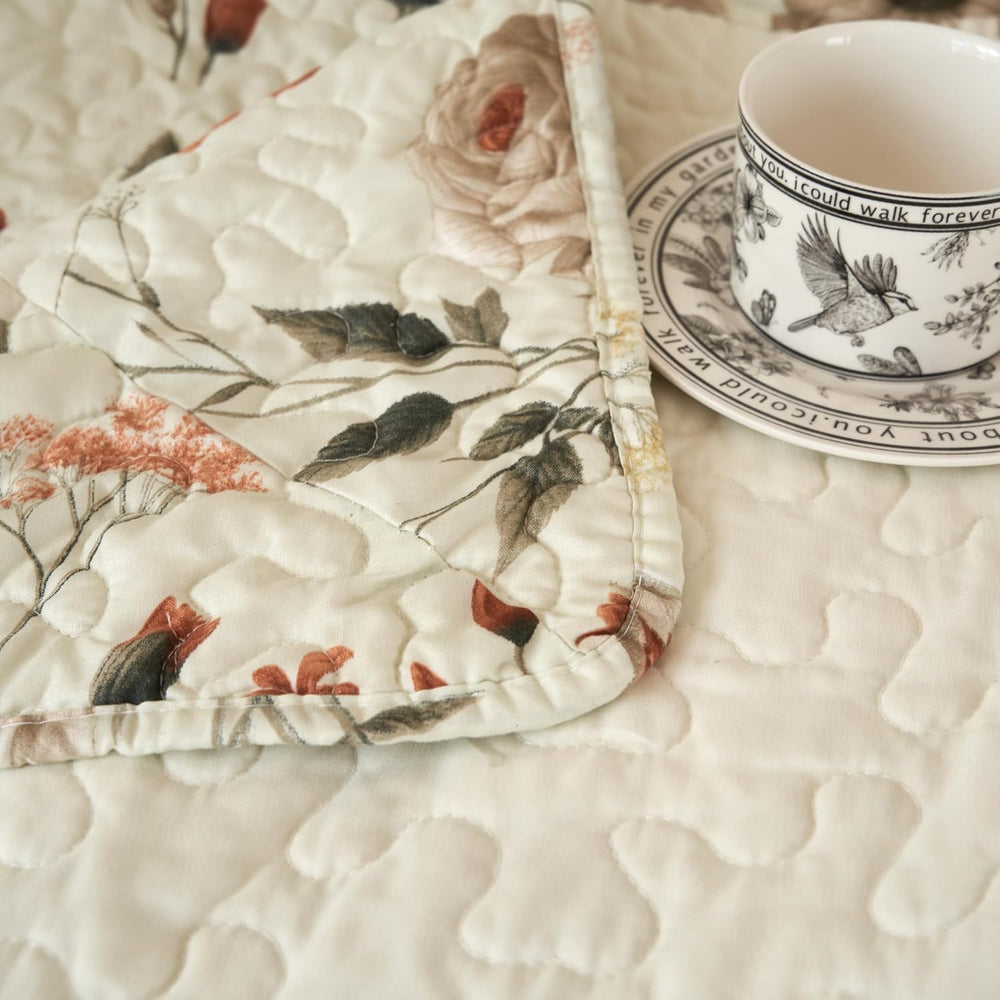 DaDa Bedding Floral Quilted Throw Blanket, Reversible Lap Quilt, 50 x 60 in