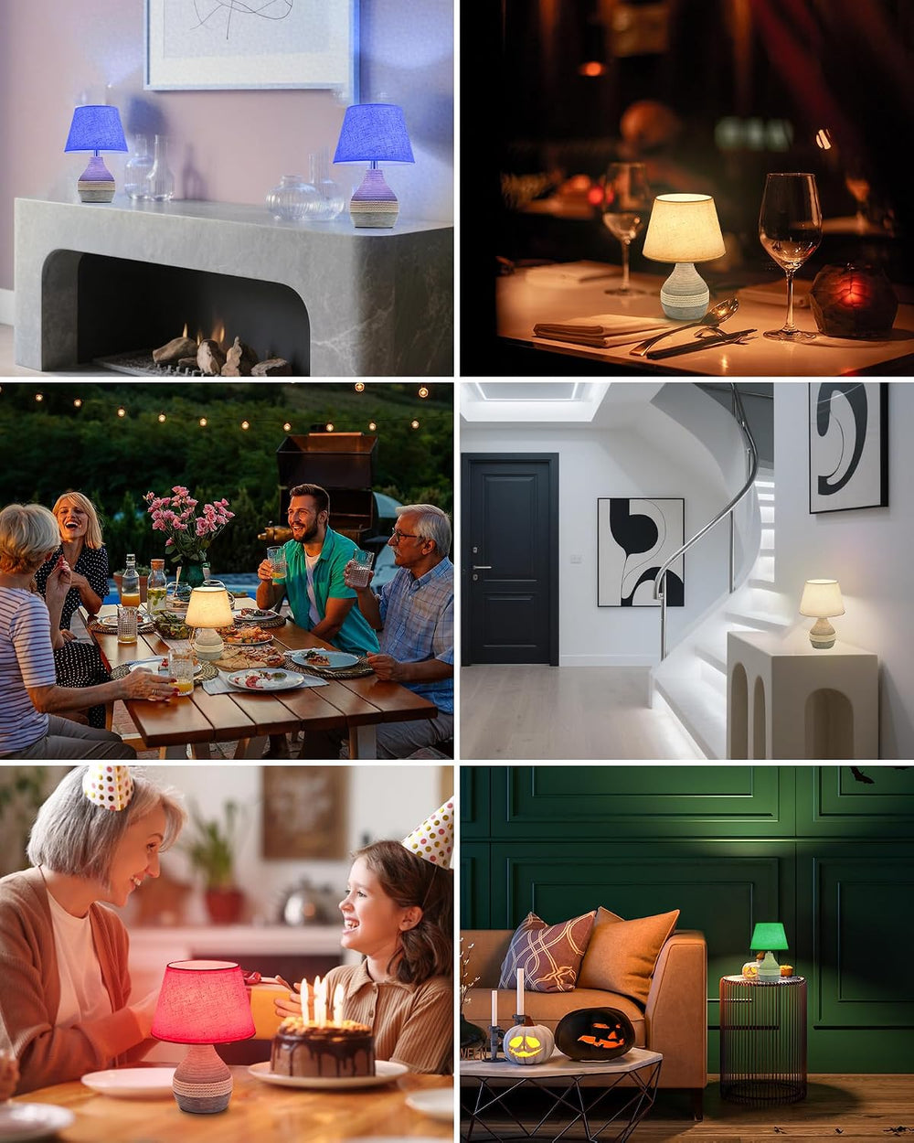 10" H Small Rechargeable Cordless Ceramic Table Lamp, Coastal