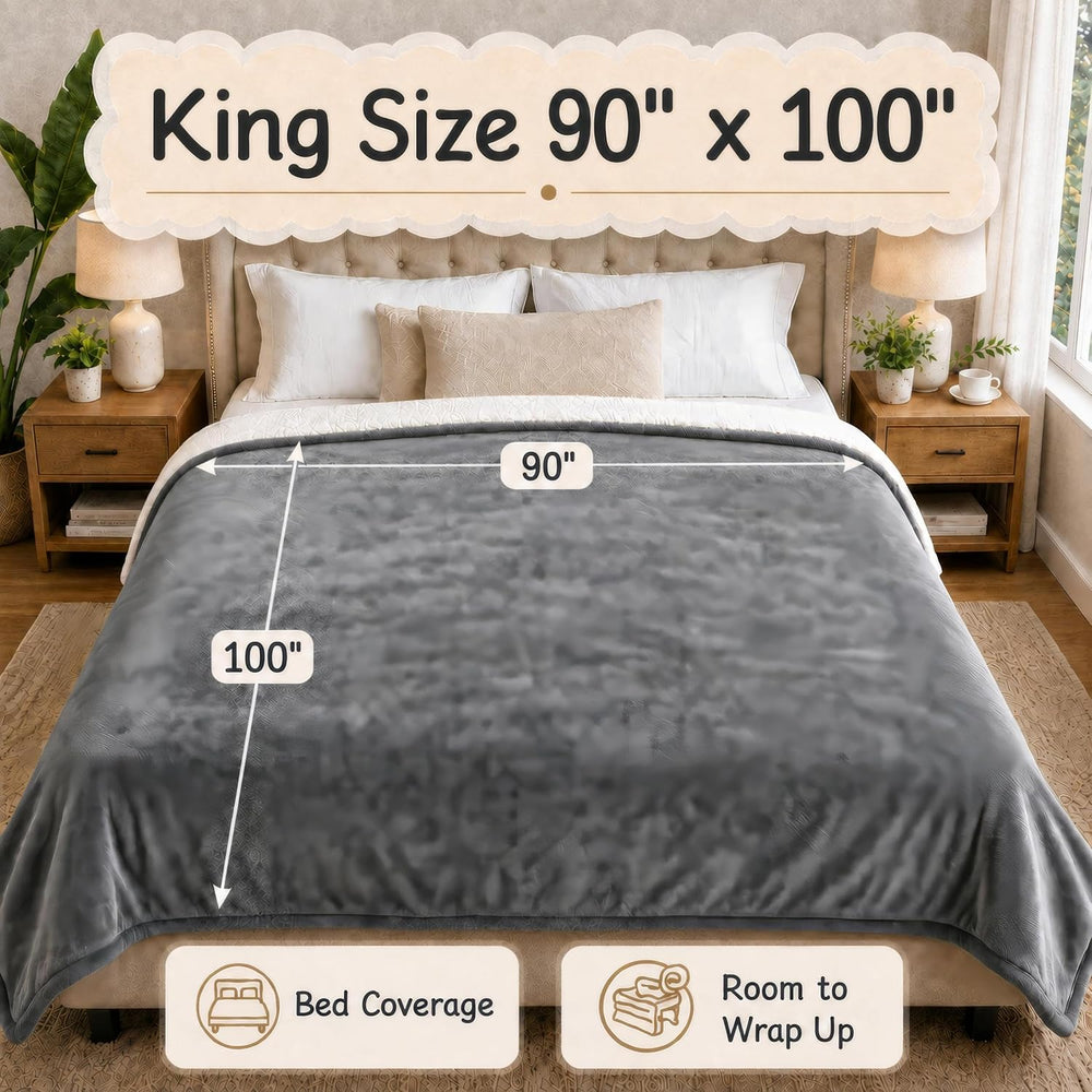 Soypipo Electric Heated Blanket King 90"x100" - Light Gray, ETL Cer...