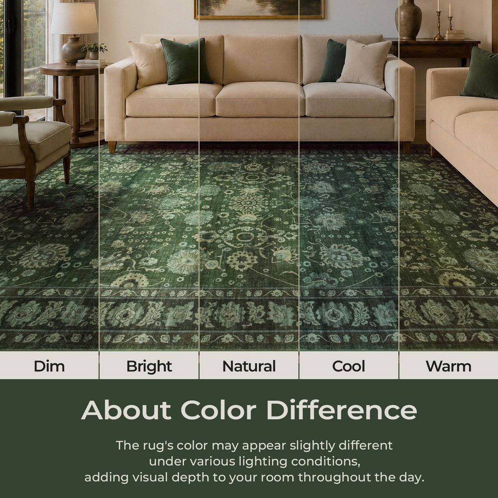 8x10 Green Area Rugs for Living Room, Washable Non-Slip Soft Rug