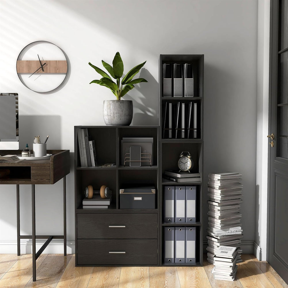 Homes: Inside + Out Apexa 4-Cube Storage Organizer Shelves, Stackable Wood Bo...