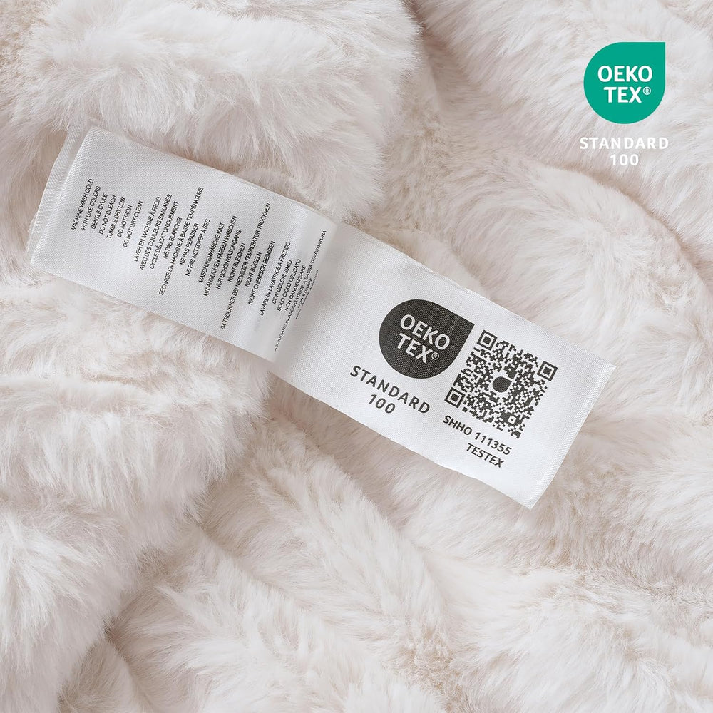 Cozy Bliss Double-Sided Soft Faux Fur Throw Blanket,50"x60", Cream ...