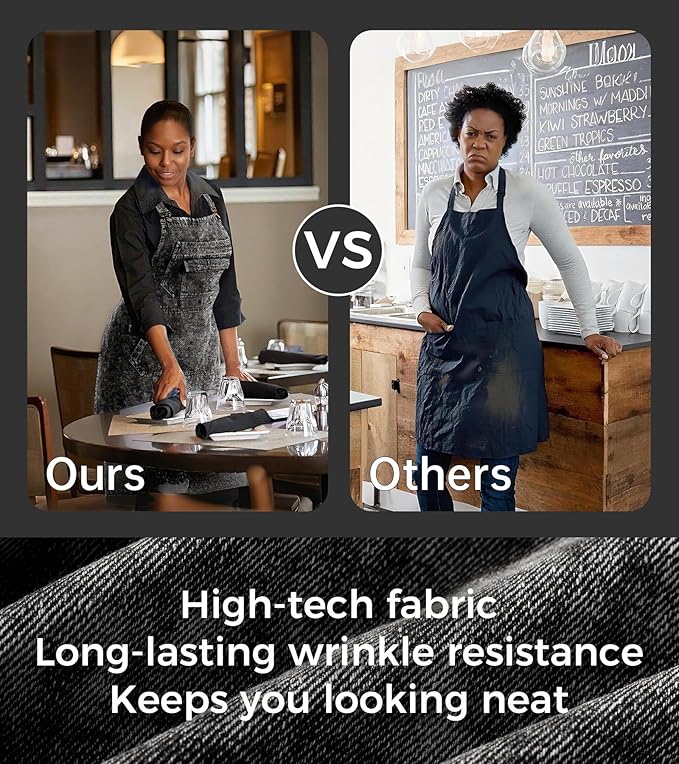 Denim Apron with Pockets for Hair Stylist Gardening Craftsmen Barista Women