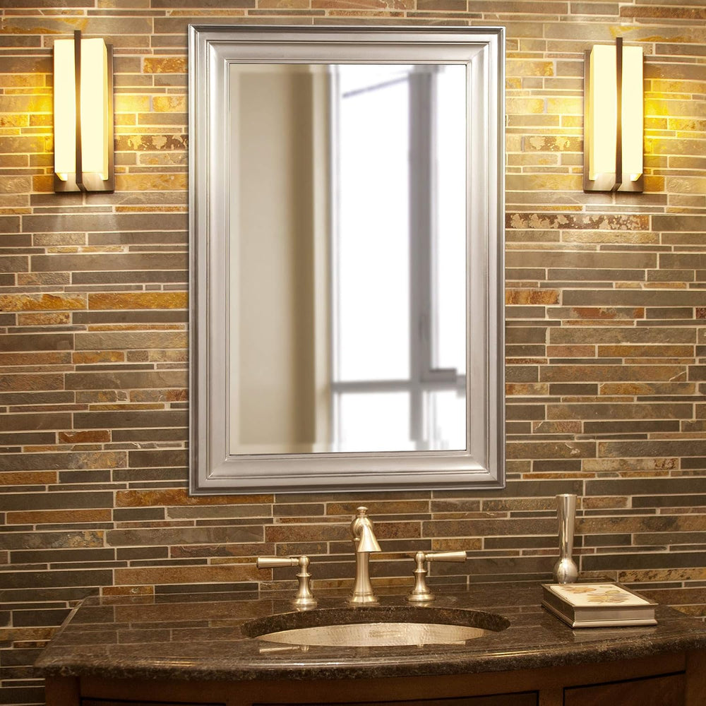 Howard Elliott Collection George Rectangular Bright Silver Wall Mirror, Recta...