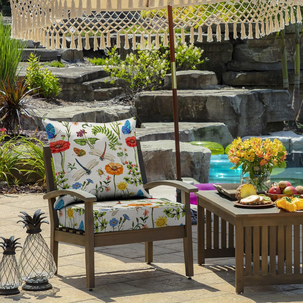 All Smiles 24x24 Outdoor Patio Chair Cushions,4" Thick Garden Flower
