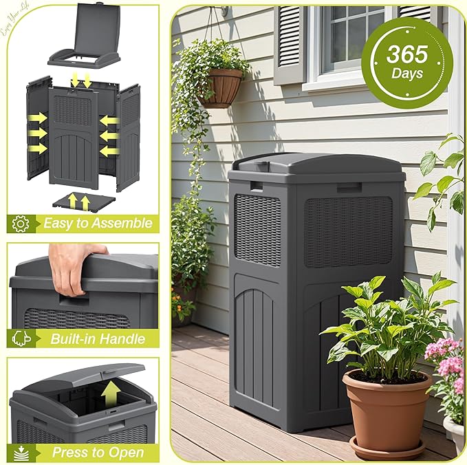 Greesum 33 Gallon Outdoor Trash Can