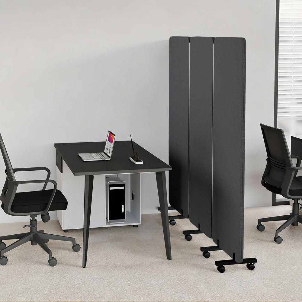 3 Panel Foldable Office Partitions, Mobile Cubicle Wall with Wheels
