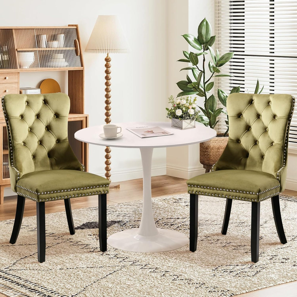 3-Pieces 31.5" Round Dining Table Set for 2,White Dining Table & 2 V...