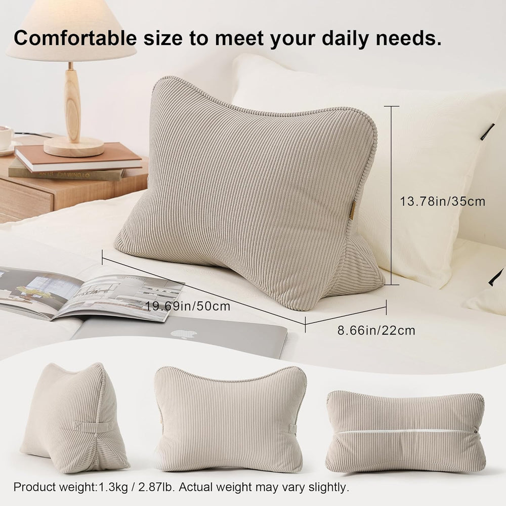 Pat. Pend. Corduroy Lumbar Support Back Pillow for Watching TV, Reading &...