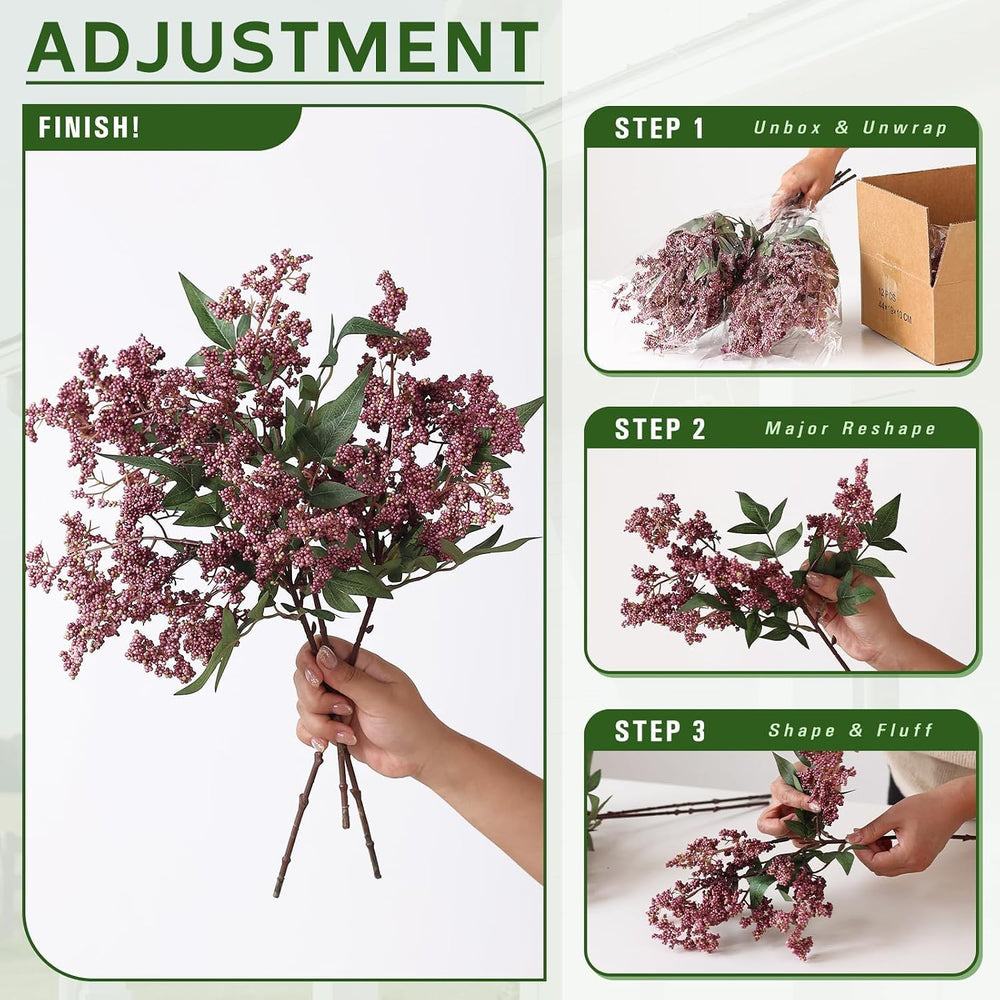 6Pcs 17"Lifelike Artificial Nandina Berry Stems for Vase Decor(Dusty Plum)
