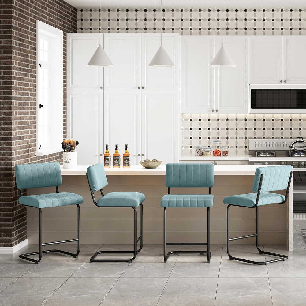 Flouki 24 Inch Bar Stools Set of 4, Cantilever Counter Height Barstools, Upho...