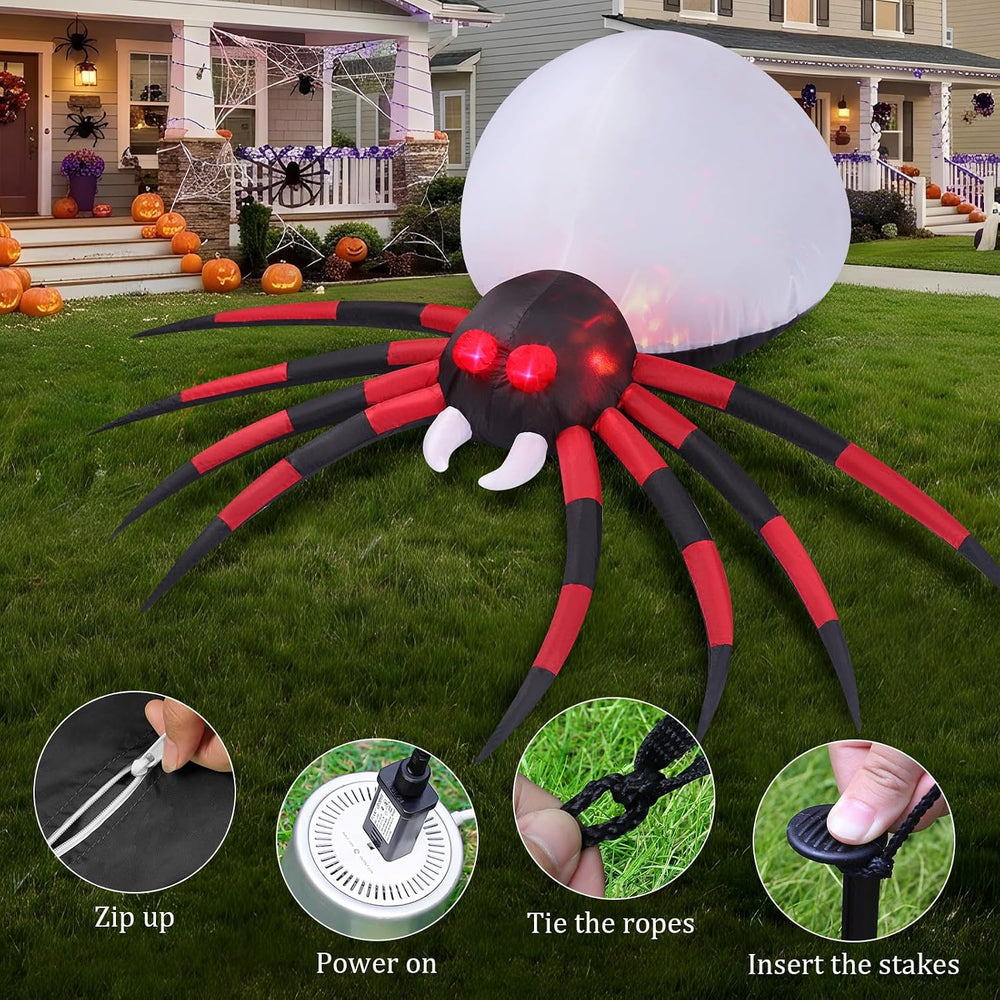 6 FT Halloween Inflatable Spider Outdoor Decoration with Animated LED Light