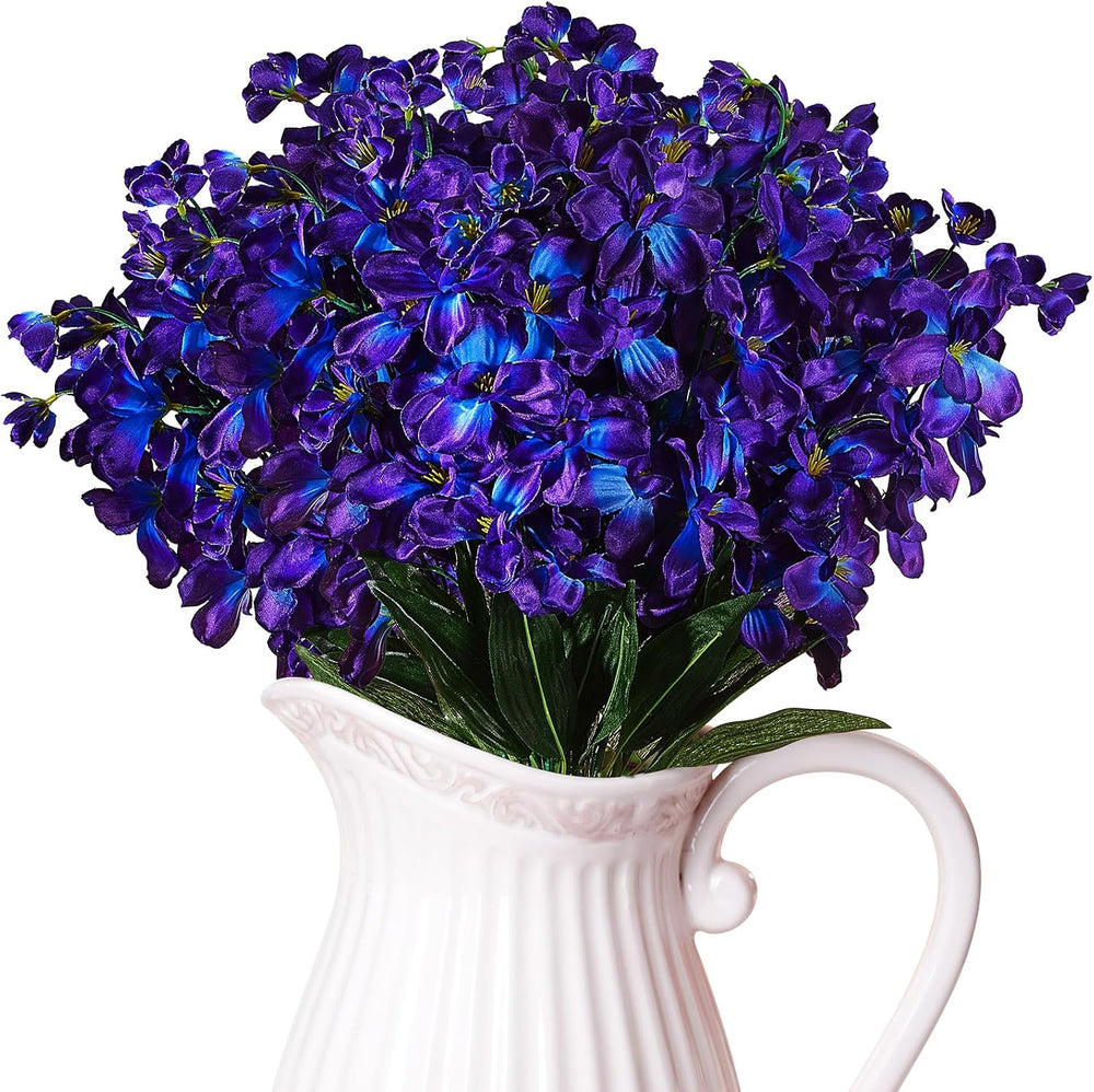 Waydress 32 Pieces 27 Inches Artificial Orchids Silk Flowers, Blue-Purple