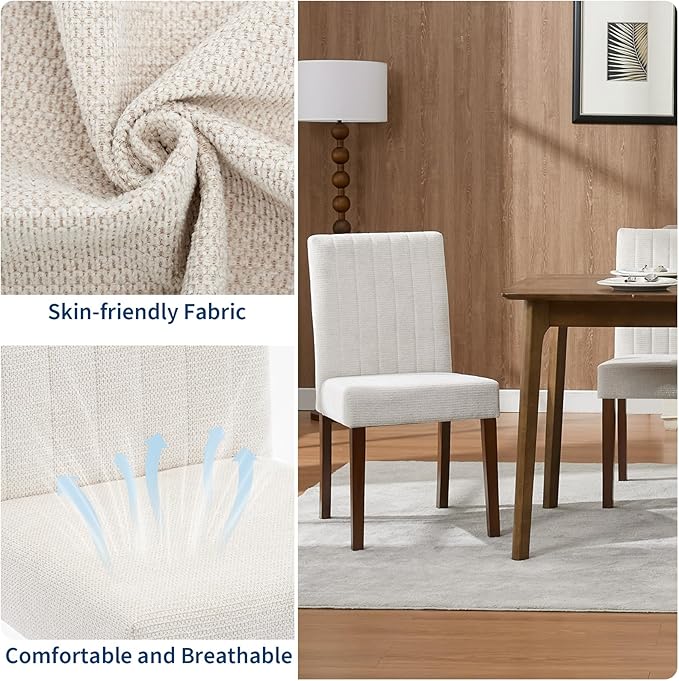 Upholstered Dining Chairs Set of 6, Modern Fabric Kitchen Side Chairs with St...