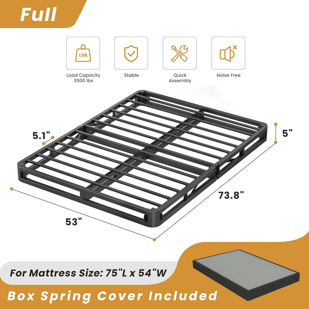 MAF 5 Inch Box Spring Full Size Low Profile Bed Base with BoxSpring Cover