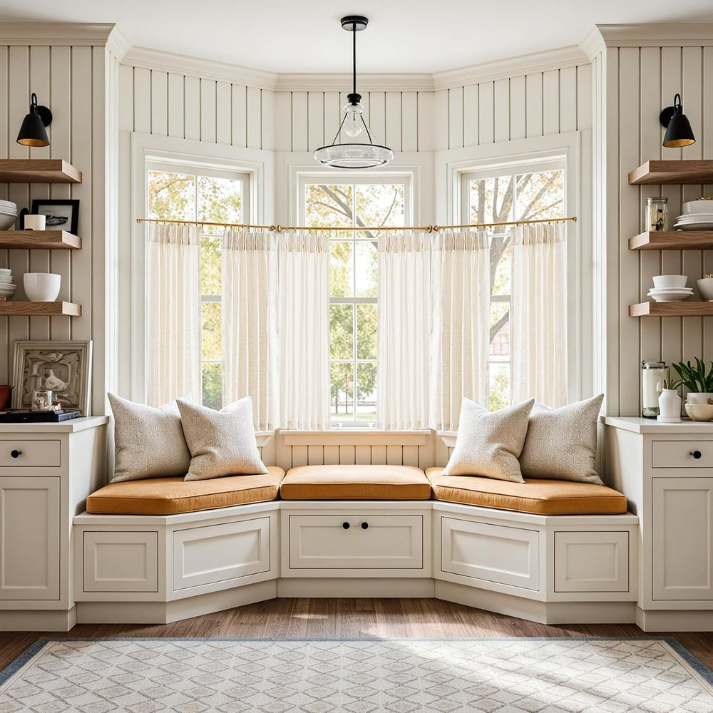 jinchan Tier Curtains Pinch Pleated 38x45 2 Panels Crude Linen