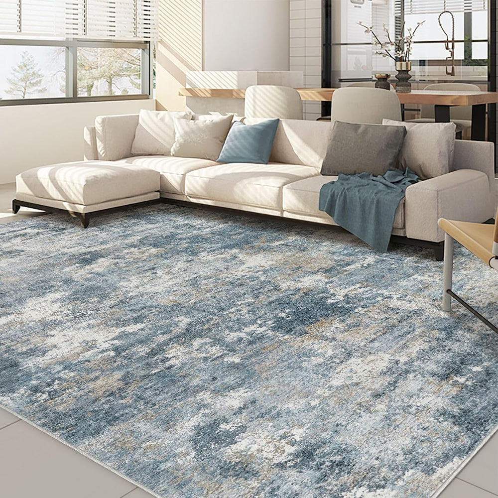 Nakagishi 8x10 Area Rugs Living Room: Washable Abstract Large Neutral Soft Rug