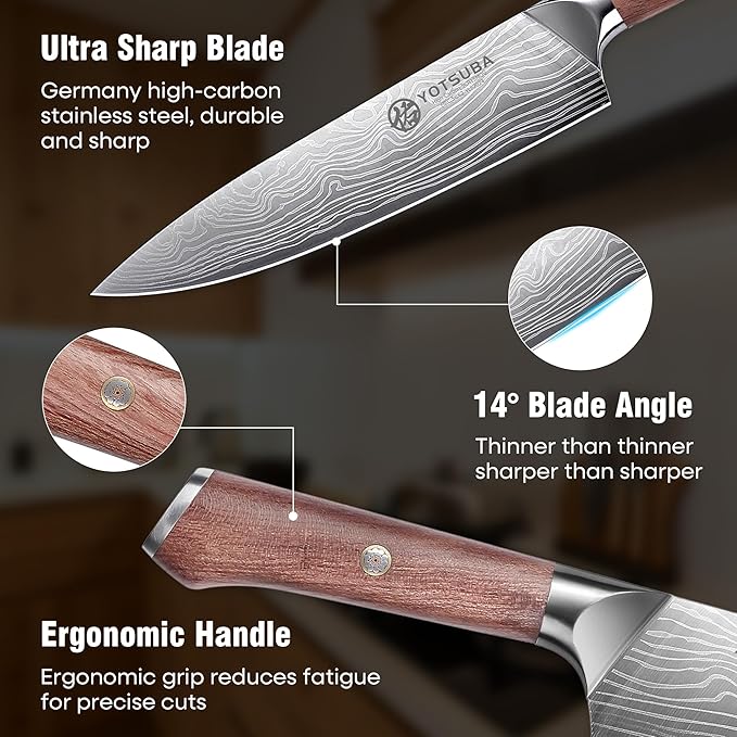 YOTSUBA 3 PCS Japanese Kitchen Knife Set, Razor Sharp High Carbon Stainless