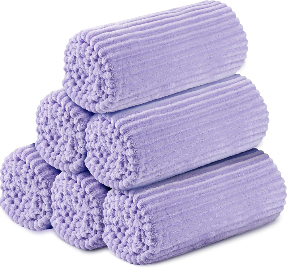 Buryeah 6 Pcs Flannel Throw Blankets Bulk Outdoor Wedding, Light Purple