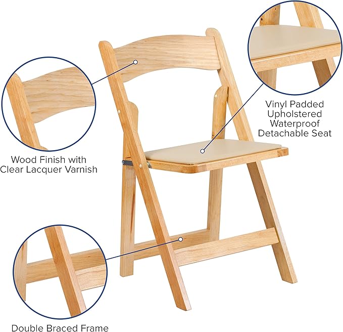 Flash Furniture Hercules Series Beechwood Folding Event Chairs with Padded Se...